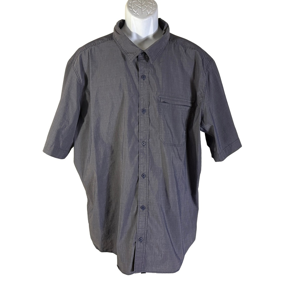 REI Co-op Button Up Shirt Mens XXL Gray Short Sleeve Stretch Hiking Outdoor